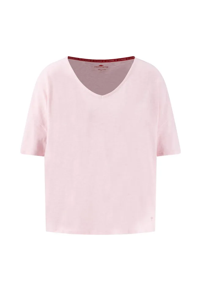 Tshirts Women FYNCHHATTON Tshirt With A Stalk Cut In Plain Colors Milksummer Redfresh Rose