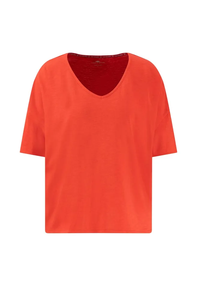 Tshirts Women FYNCHHATTON Tshirt With A Stalk Cut In Plain Colors Milksummer Redfresh Rose