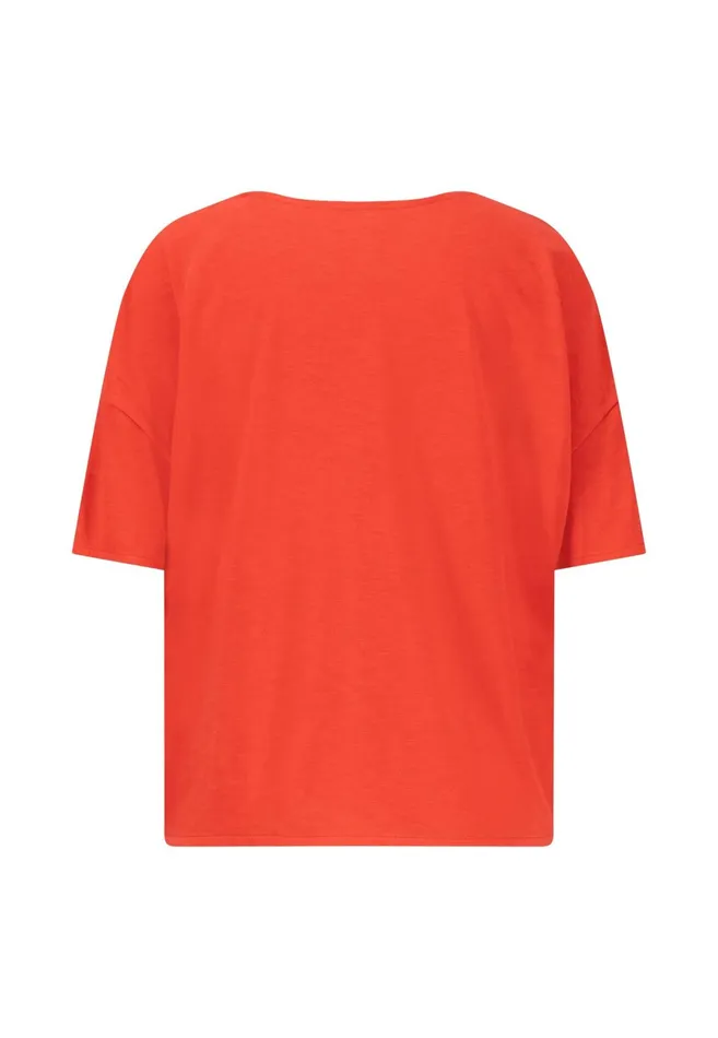 Tshirts Women FYNCHHATTON Tshirt With A Stalk Cut In Plain Colors Milksummer Redfresh Rose