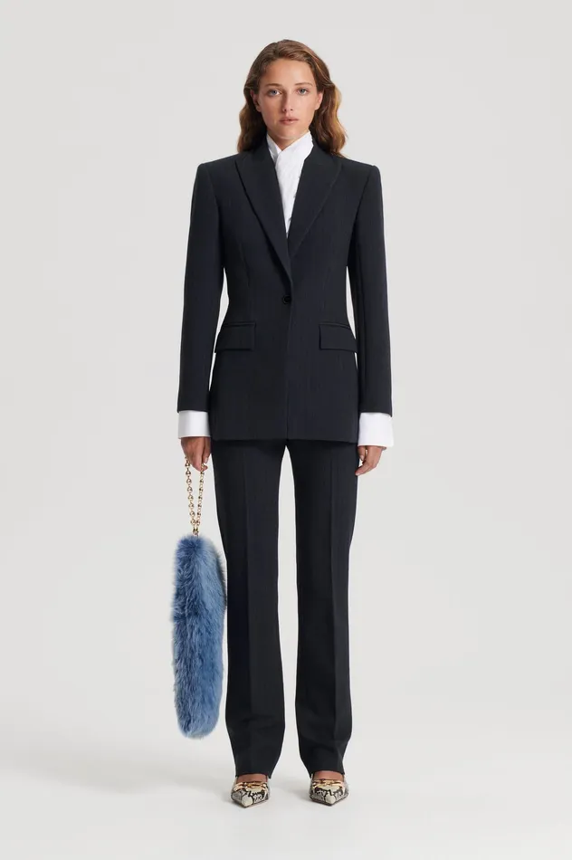 TAILORED STRIPE JACKET CHARCOAL Jackets Scanlan Theodore Women