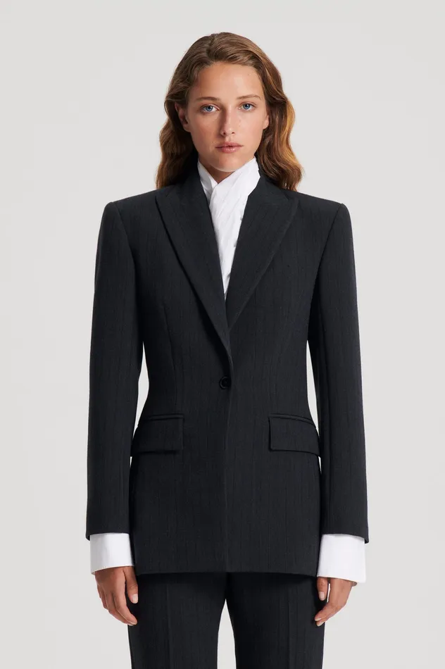 TAILORED STRIPE JACKET CHARCOAL Jackets Scanlan Theodore Women