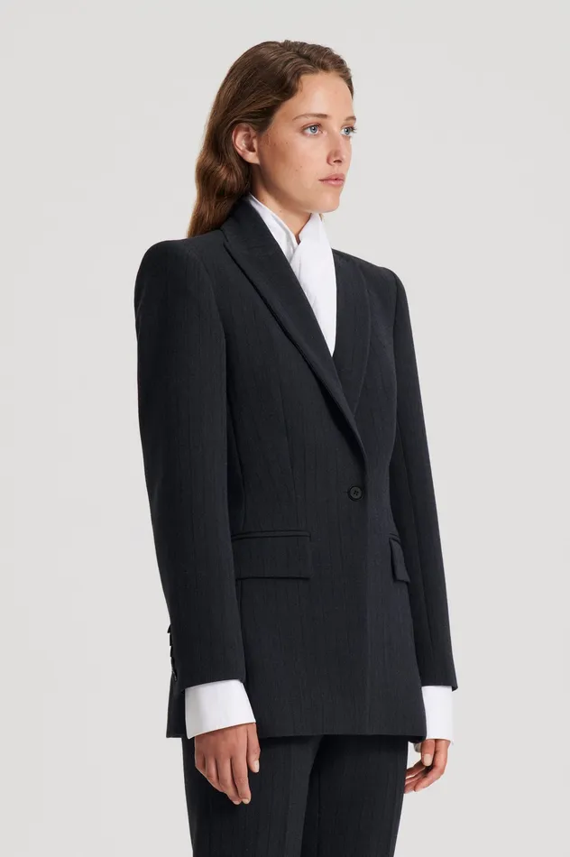 TAILORED STRIPE JACKET CHARCOAL Jackets Scanlan Theodore Women