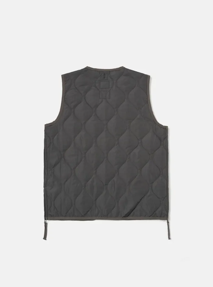 Taion Military VNeck Down Vest In Charcoal Ripstop Men Universal Works Waistcoats and Gilets