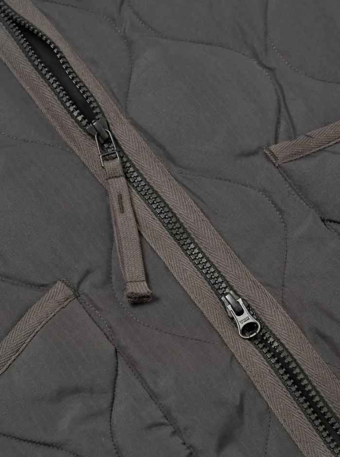 Taion Military VNeck Down Vest In Charcoal Ripstop Men Universal Works Waistcoats and Gilets