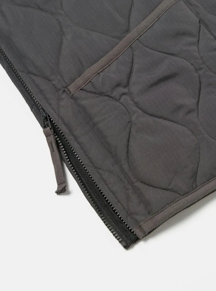 Taion Military VNeck Down Vest In Charcoal Ripstop Men Universal Works Waistcoats and Gilets
