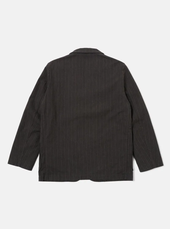 Three Button Jacket In Brown Italian Pinstripe Men Universal Works Suiting