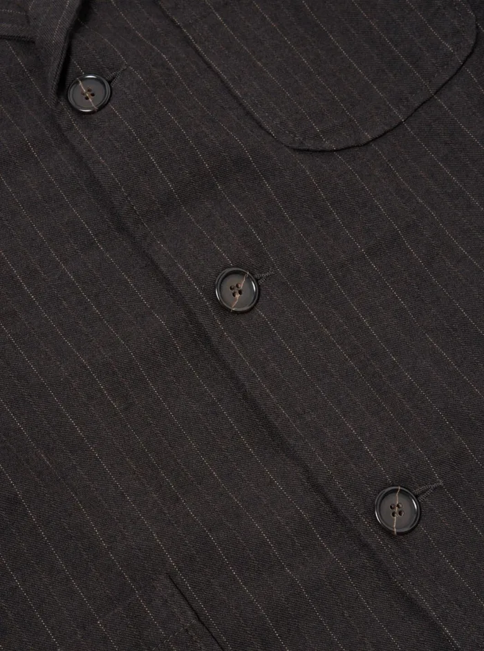 Three Button Jacket In Brown Italian Pinstripe Men Universal Works Suiting