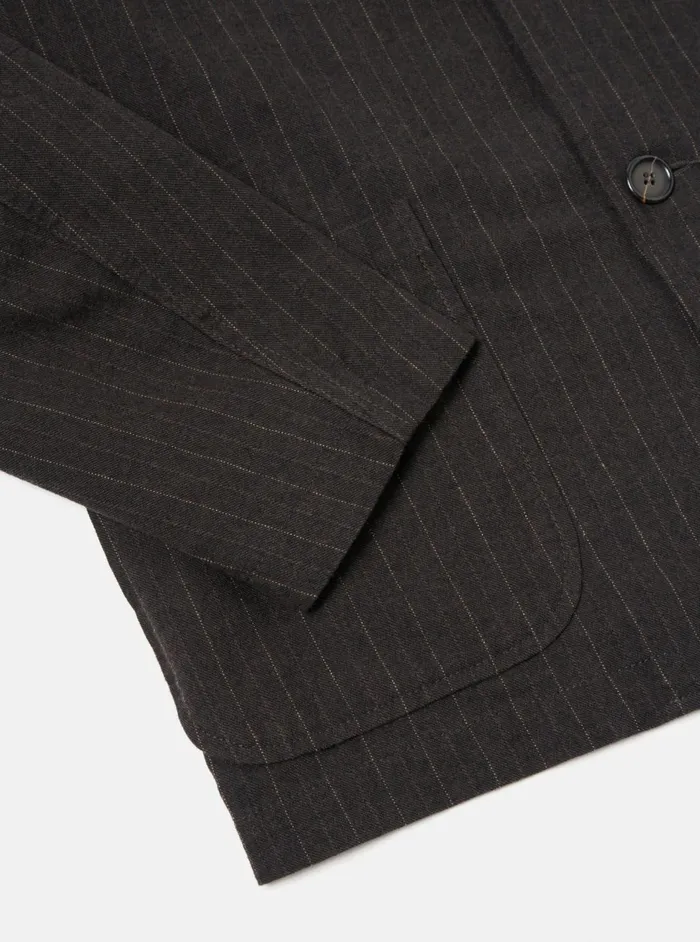 Three Button Jacket In Brown Italian Pinstripe Men Universal Works Suiting