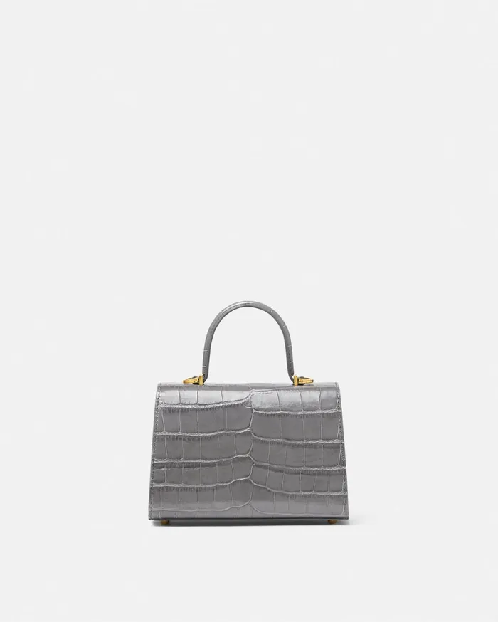 Top Handle Women Versace CrocEffect Medusa 03995 Small Handbag Gray