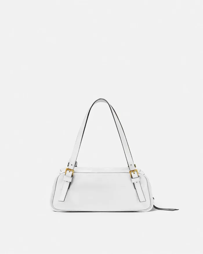 Top Handle Women Versace Tag Bowling Shoulder Bag White