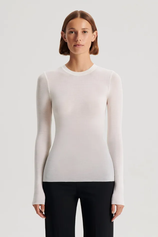 Tops BABYWOOL CREW SWEATER IVORY 8211 Scanlan Theodore Women Tops BABYWOOL CREW SWEATER IVORY 8211 Scanlan Theodore Women