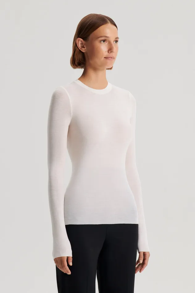 Tops BABYWOOL CREW SWEATER IVORY 8211 Scanlan Theodore Women Tops BABYWOOL CREW SWEATER IVORY 8211 Scanlan Theodore Women