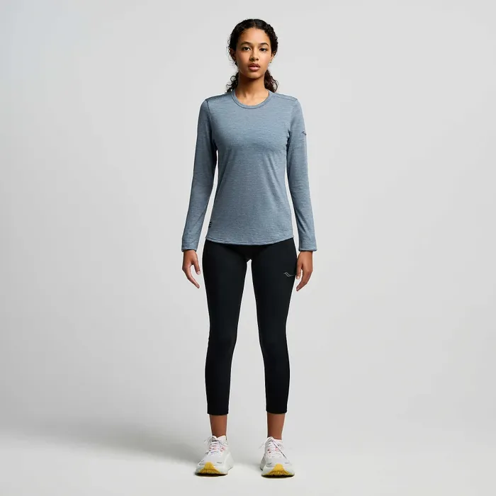 Tops Women Saucony Peregrine Merino Long Sleeve Mirage Heather