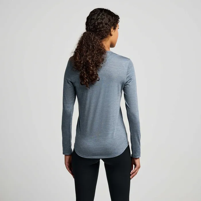 Tops Women Saucony Peregrine Merino Long Sleeve Mirage Heather