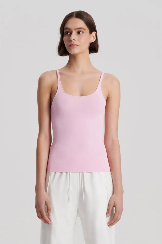 Tops Women Scanlan Theodore CREPE KNIT RIB SINGLET LIGHTPINK Tops Women Scanlan Theodore CREPE KNIT RIB SINGLET LIGHTPINK