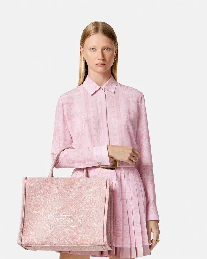 Totes Women Versace Barocco Athena Medium Tote Bag Pinkprint