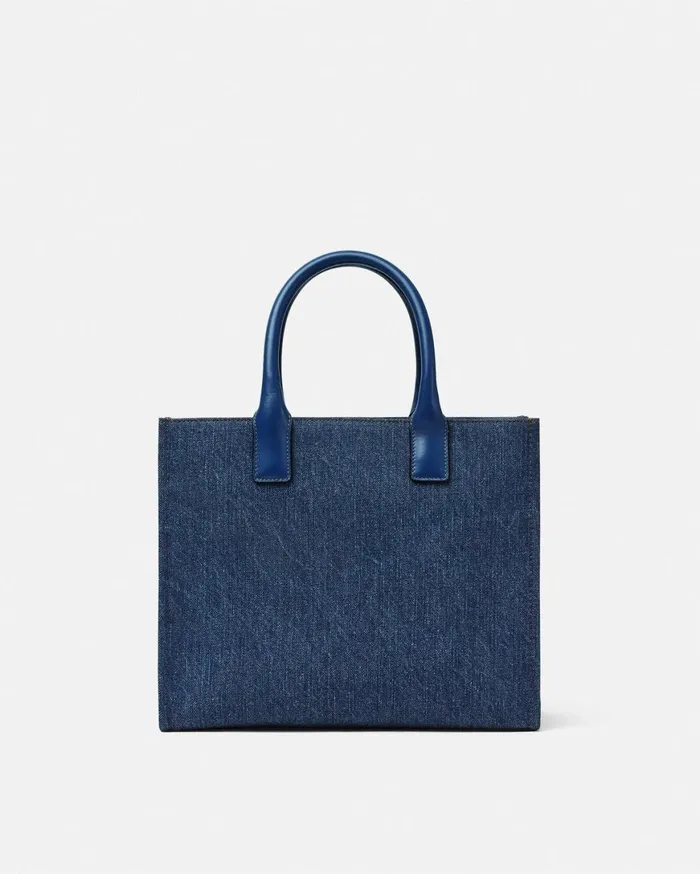 Totes Women Versace La Medusa Denim Small Tote Bag Blue