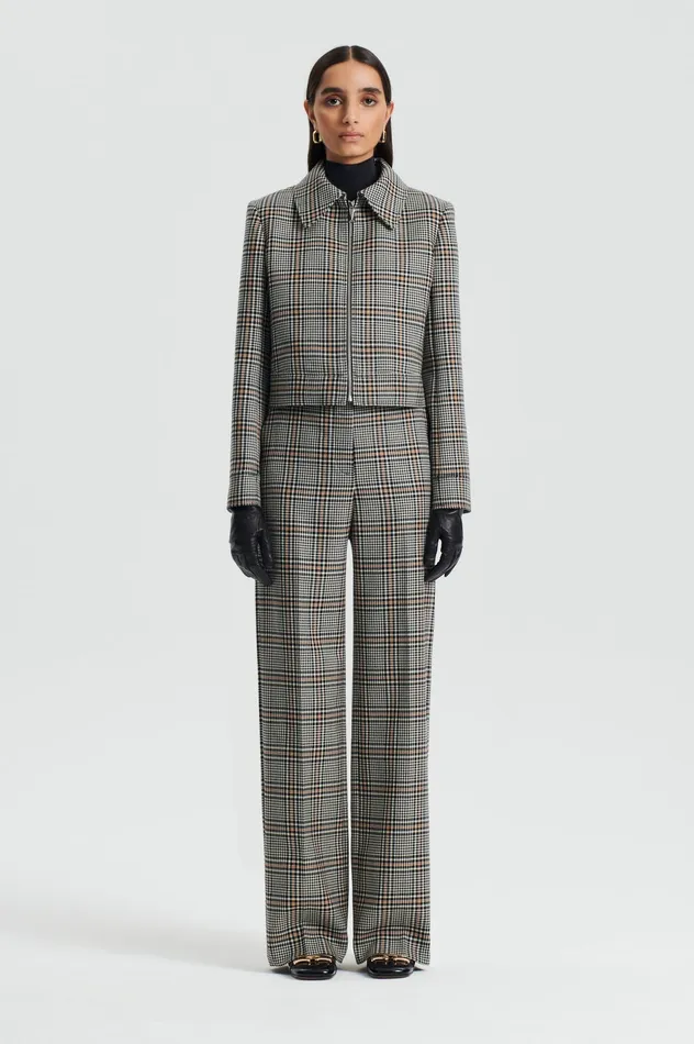 Trousers Women Scanlan Theodore PLAID TROUSER BLACKWHITE