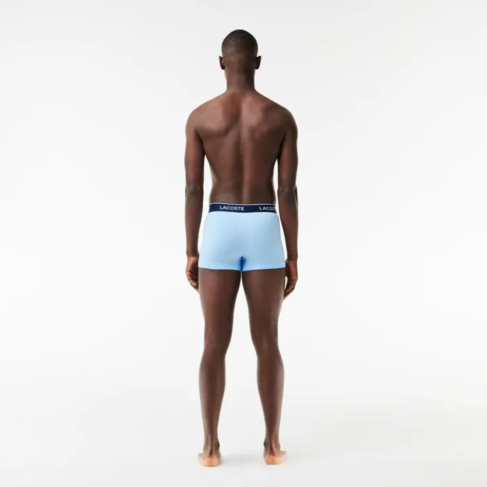 Underwear and Socks Men Lacoste Men039s 3Pack Trunks Blue Grey Chine F7k