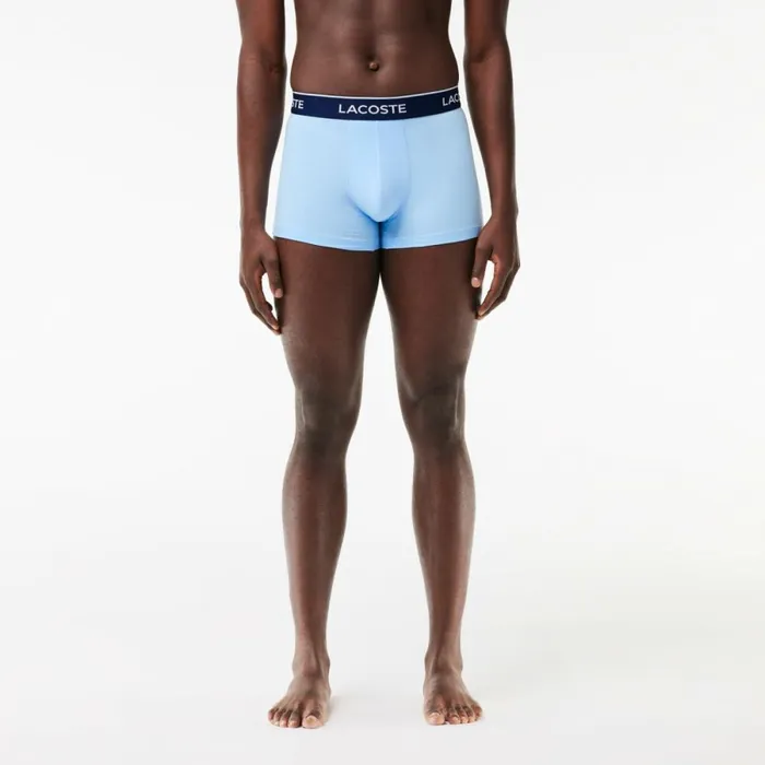 Underwear and Socks Men Lacoste Men039s 3Pack Trunks Blue Grey Chine F7k