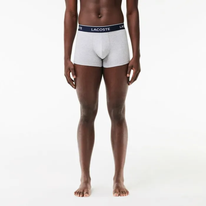 Underwear and Socks Men Lacoste Men039s 3Pack Trunks Blue Grey Chine F7k