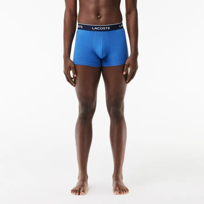 Underwear and Socks Men Lacoste Men039s 3Pack Trunks Blue Grey Chine F7k