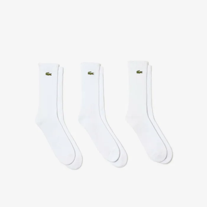 Underwear and Socks Men Lacoste Men039s Sport HighCut Socks 3Pack White Z92