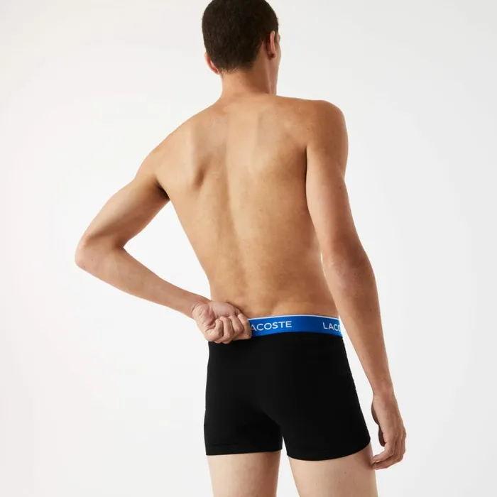 Underwear and Socks Men Lacoste Mens Long Cotton Boxer Brief 3Pack Black Blue Dark Grey B68