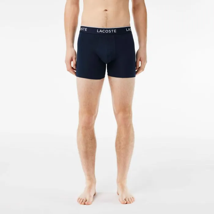 Underwear and Socks Men Lacoste Mens Long Cotton Boxer Brief 3Pack Navy Blue Green Red Navy Blue Hy0