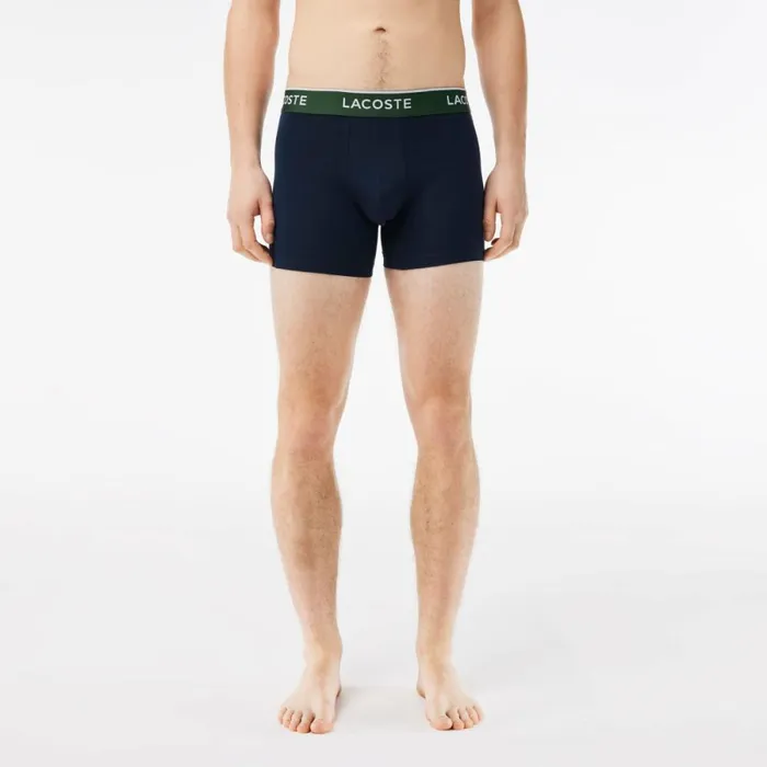 Underwear and Socks Men Lacoste Mens Long Cotton Boxer Brief 3Pack Navy Blue Green Red Navy Blue Hy0