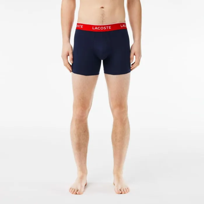 Underwear and Socks Men Lacoste Mens Long Cotton Boxer Brief 3Pack Navy Blue Green Red Navy Blue Hy0