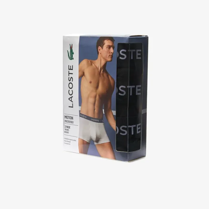 Underwear and Socks Men Lacoste Mens Microfiber Trunk 3Pack Black 031