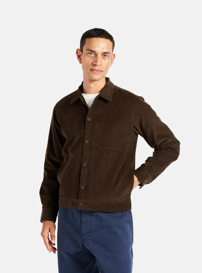 Uniform Jacket In Brown Fine Cord Men Universal Works Overshirts