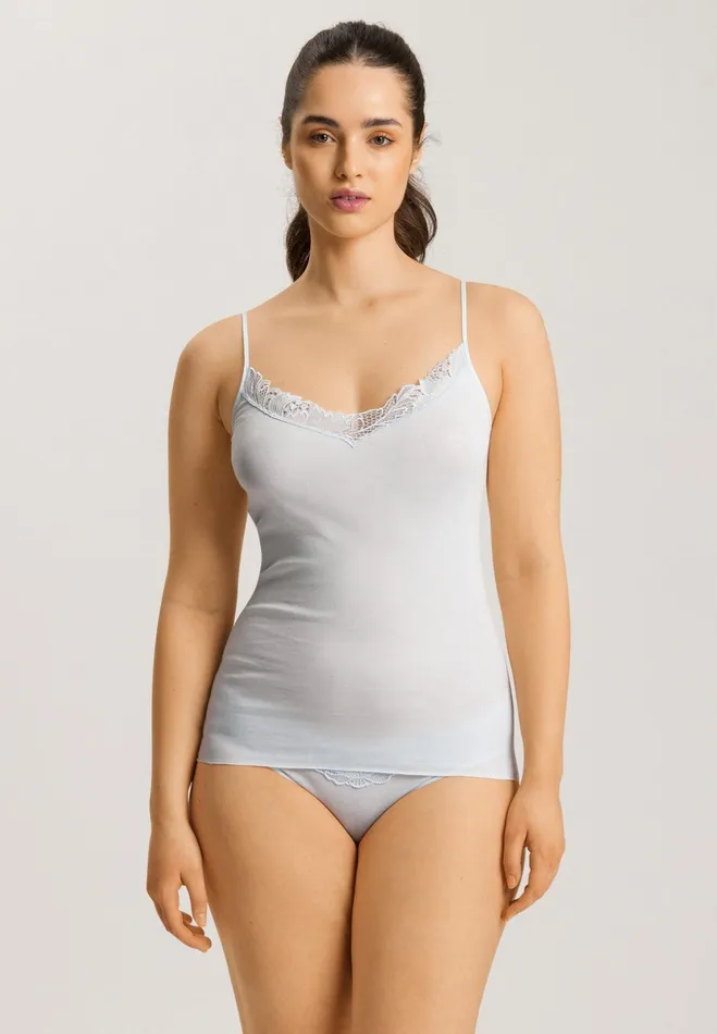 VNeck Cotton Camisole Cool Blue Women HANRO Pajama Tops