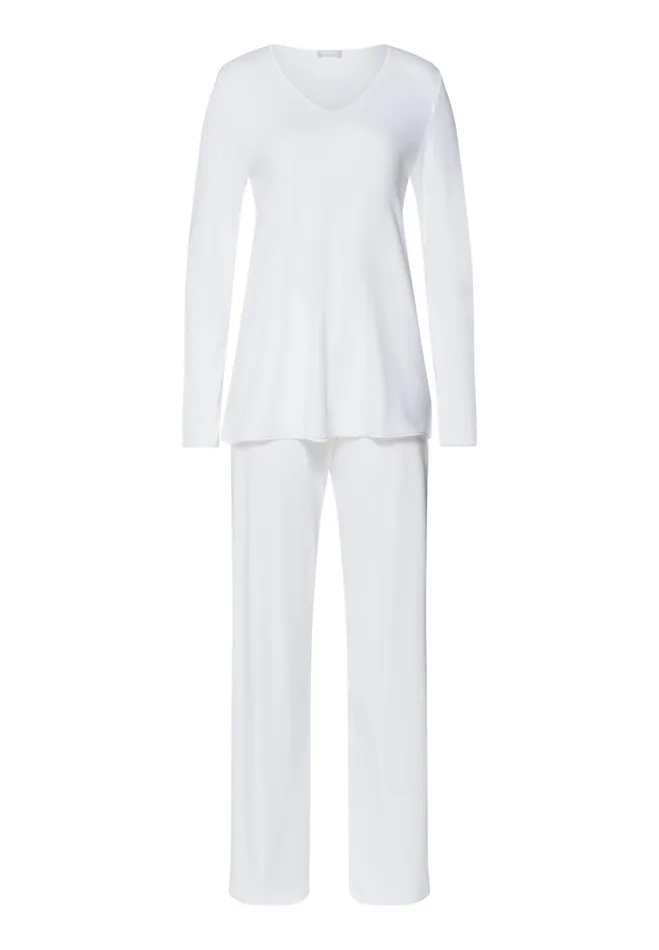 VNeck Cotton Pajama Set White Women HANRO Pajama Sets