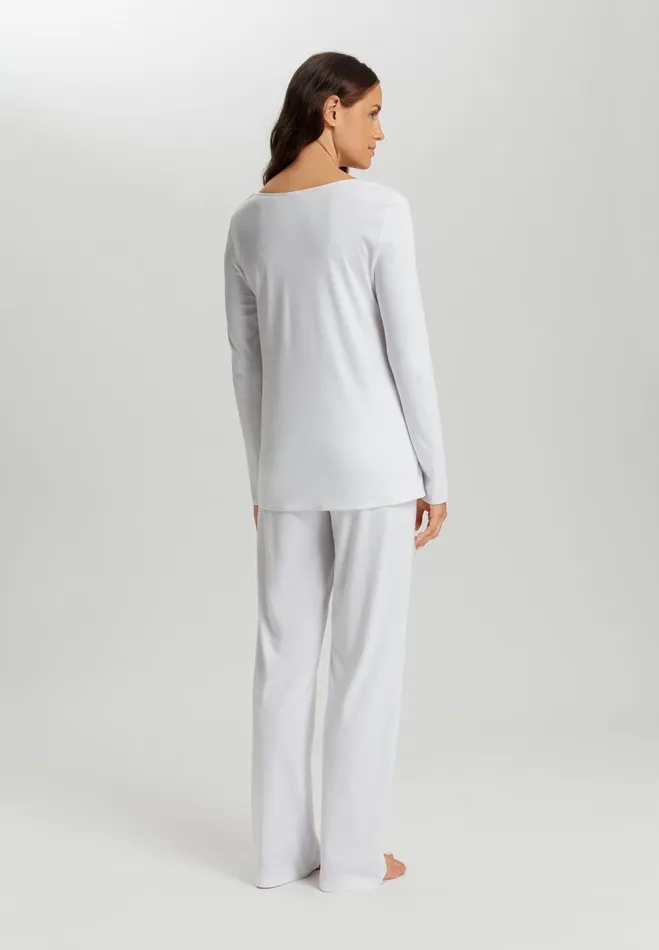VNeck Cotton Pajama Set White Women HANRO Pajama Sets