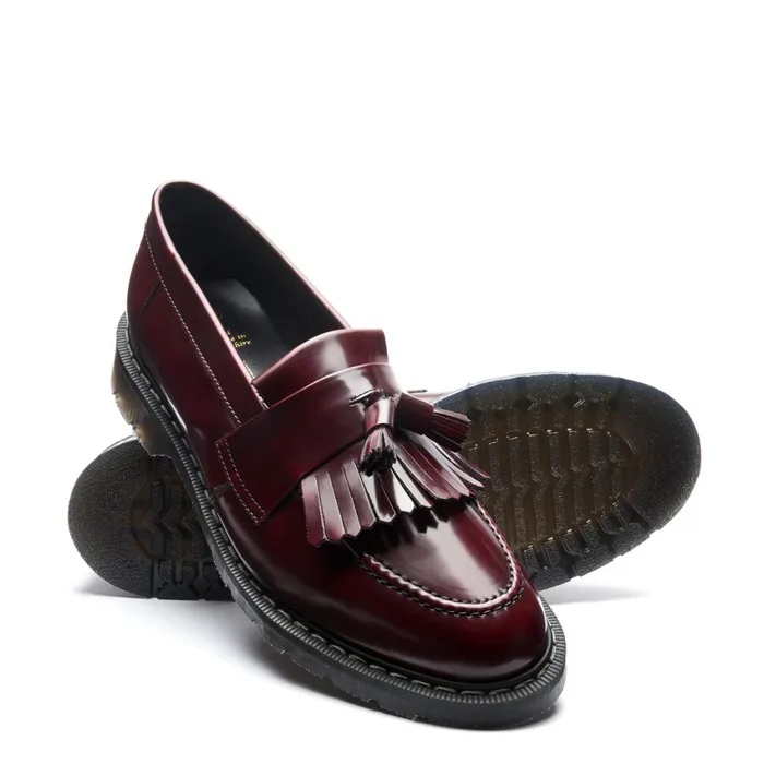 Vegan Solovair Loafers Cherry Red RubOff Vegan Tassel Loafer