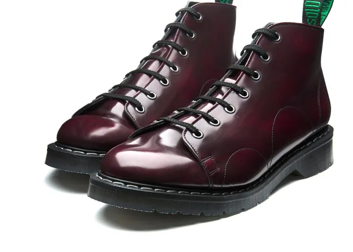 Vegan Solovair Monkey Boots Cherry Red RubOff Vegan HiShine Monkey Boot