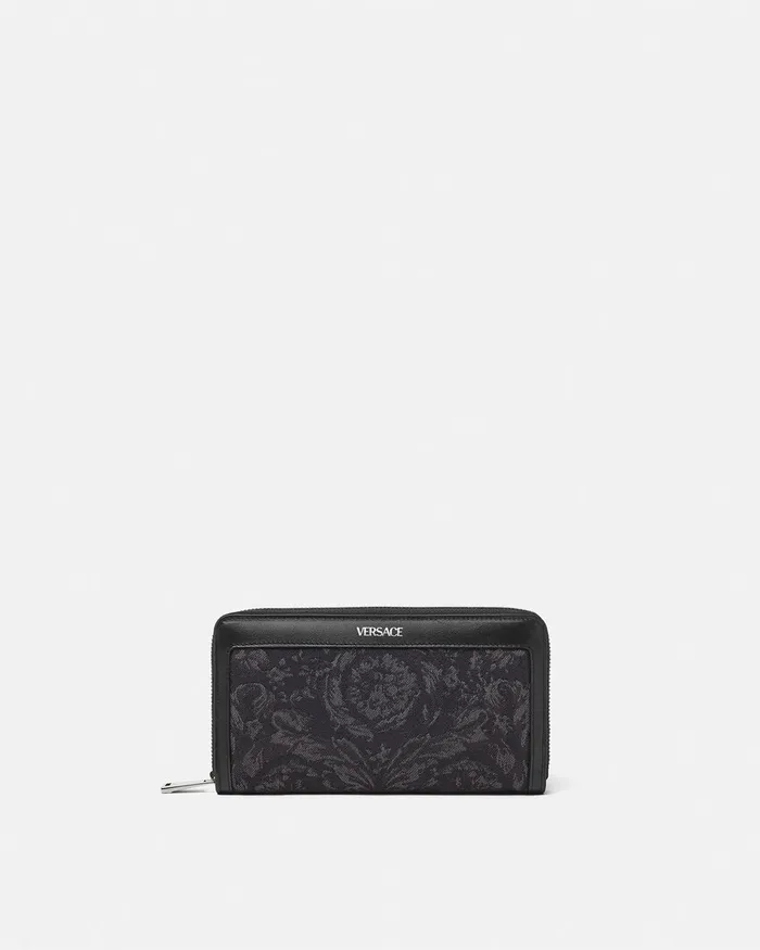 Wallets WomenMen Versace Barocco Jacquard Long Wallet Blackprint