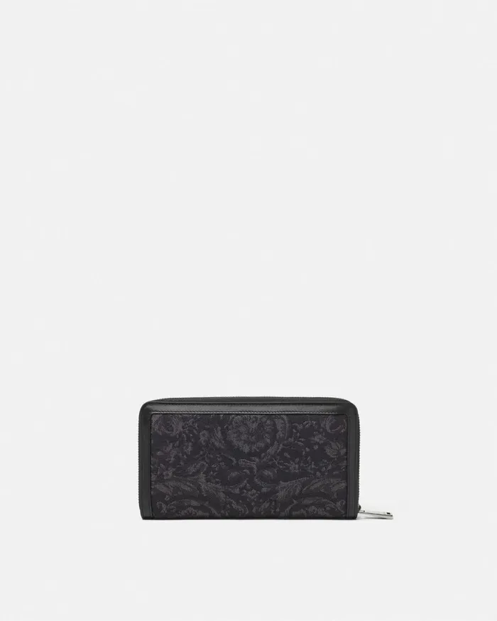 Wallets WomenMen Versace Barocco Jacquard Long Wallet Blackprint