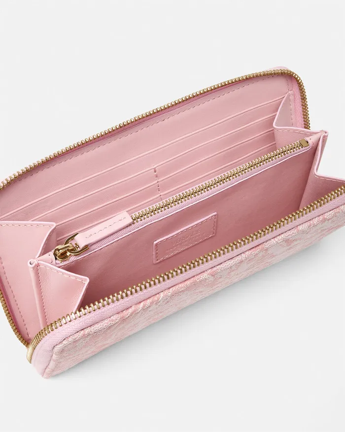 Wallets Women Versace Barocco Jacquard Long Wallet Pinkprint