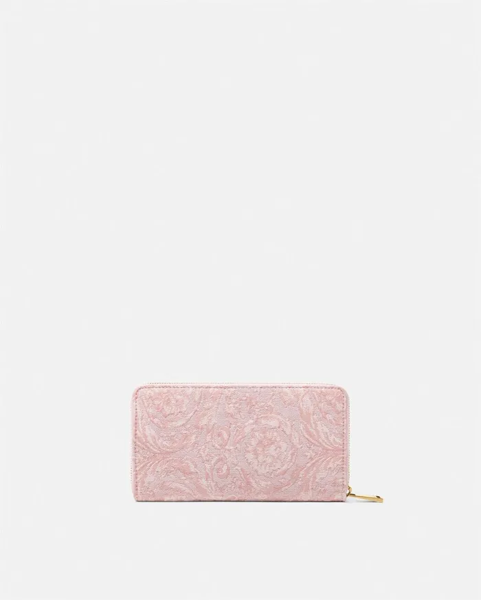 Wallets Women Versace Barocco Jacquard Long Wallet Pinkprint