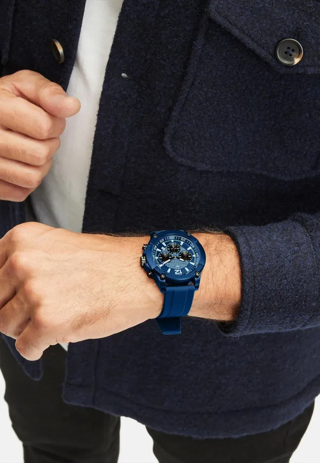 Watch Men FYNCHHATTON Stainless Steel Watch With Chronograph Blue Watch Men FYNCHHATTON Stainless Steel Watch With Chronograph Blue