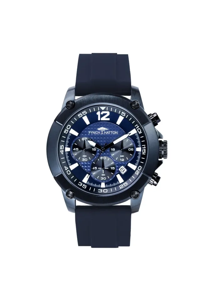 Watch Men FYNCHHATTON Stainless Steel Watch With Chronograph Blue Watch Men FYNCHHATTON Stainless Steel Watch With Chronograph Blue