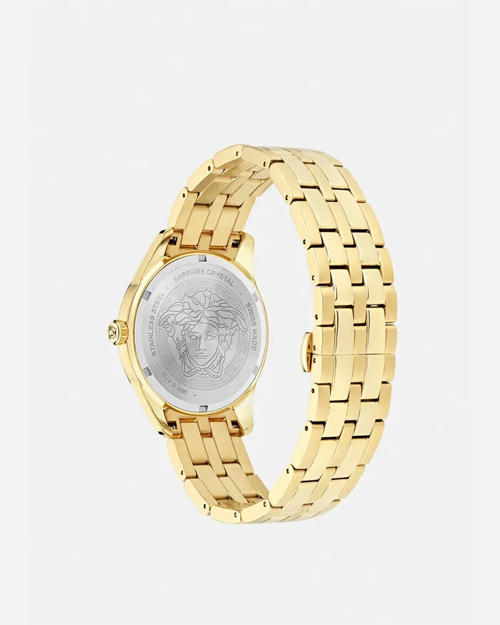 Watches Men Versace Greca Time Gmt Watch Gold