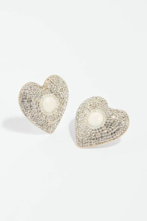 WeddingWomen Needle and Thread Loveheart Crystal Stud Earrings Silver WeddingWomen Needle and Thread Loveheart Crystal Stud Earrings Silver