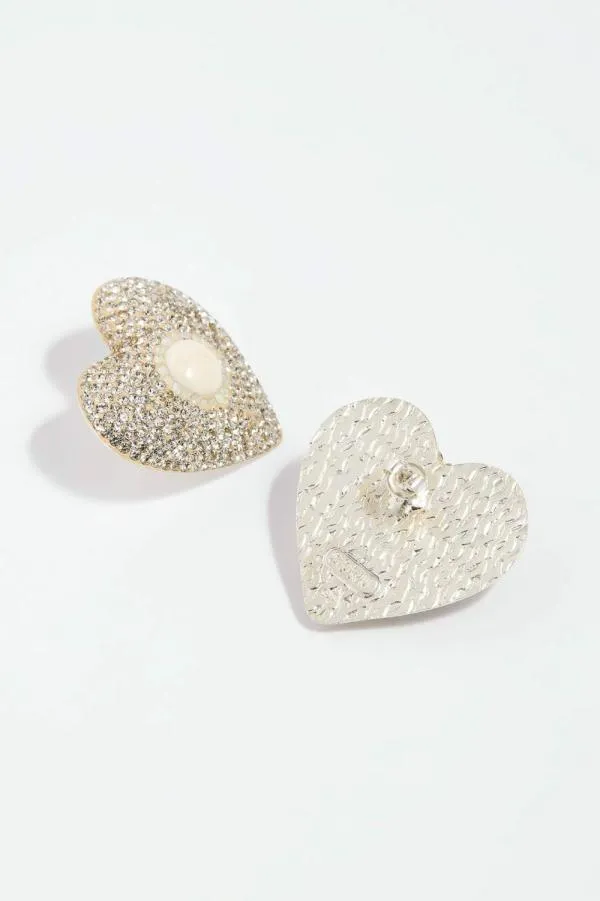 WeddingWomen Needle and Thread Loveheart Crystal Stud Earrings Silver WeddingWomen Needle and Thread Loveheart Crystal Stud Earrings Silver
