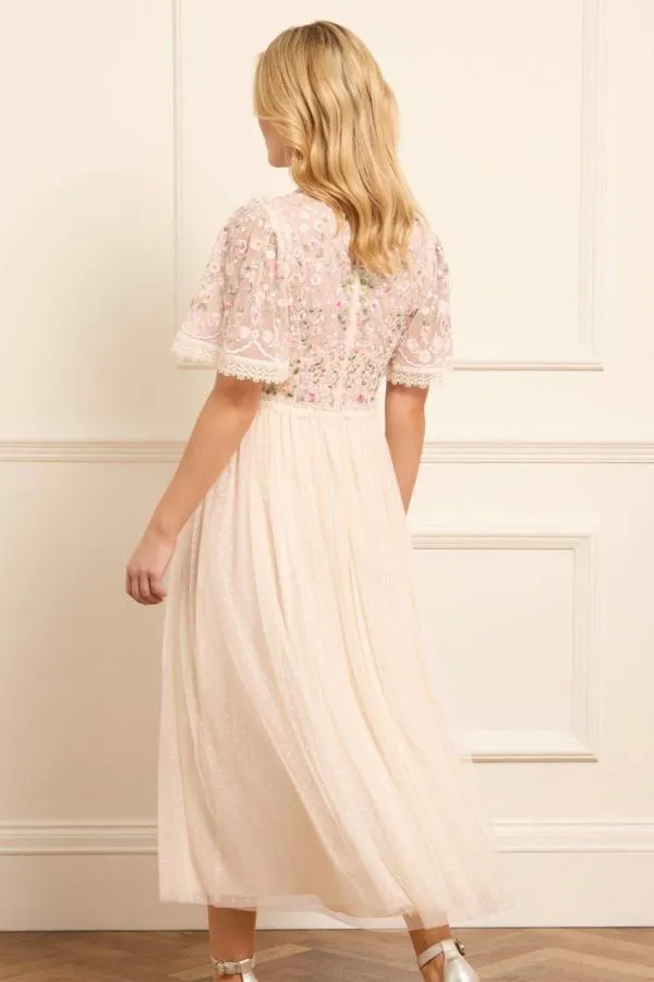 WeddingWomen Needle and Thread Rosie Lace Bodice Short Sleeve VNeck Ballerina Dress Champagne WeddingWomen Needle and Thread Rosie Lace Bodice Short Sleeve VNeck Ballerina Dress Champagne
