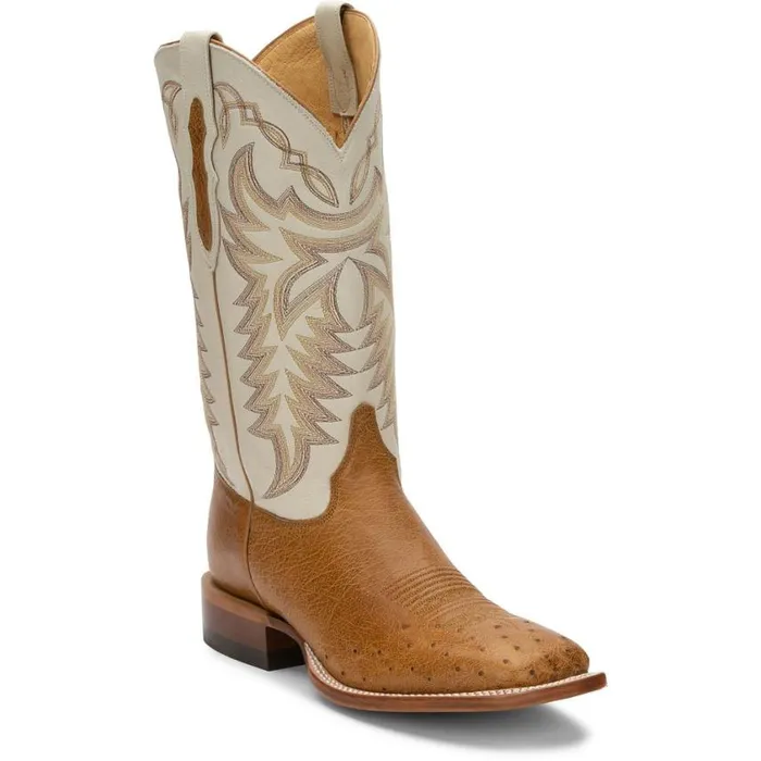Western Men Justin Boots Pascoe 13034 Smooth Ostrich Western Boots Antique Saddle 040tan041