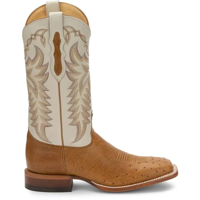 Western Men Justin Boots Pascoe 13034 Smooth Ostrich Western Boots Antique Saddle 040tan041